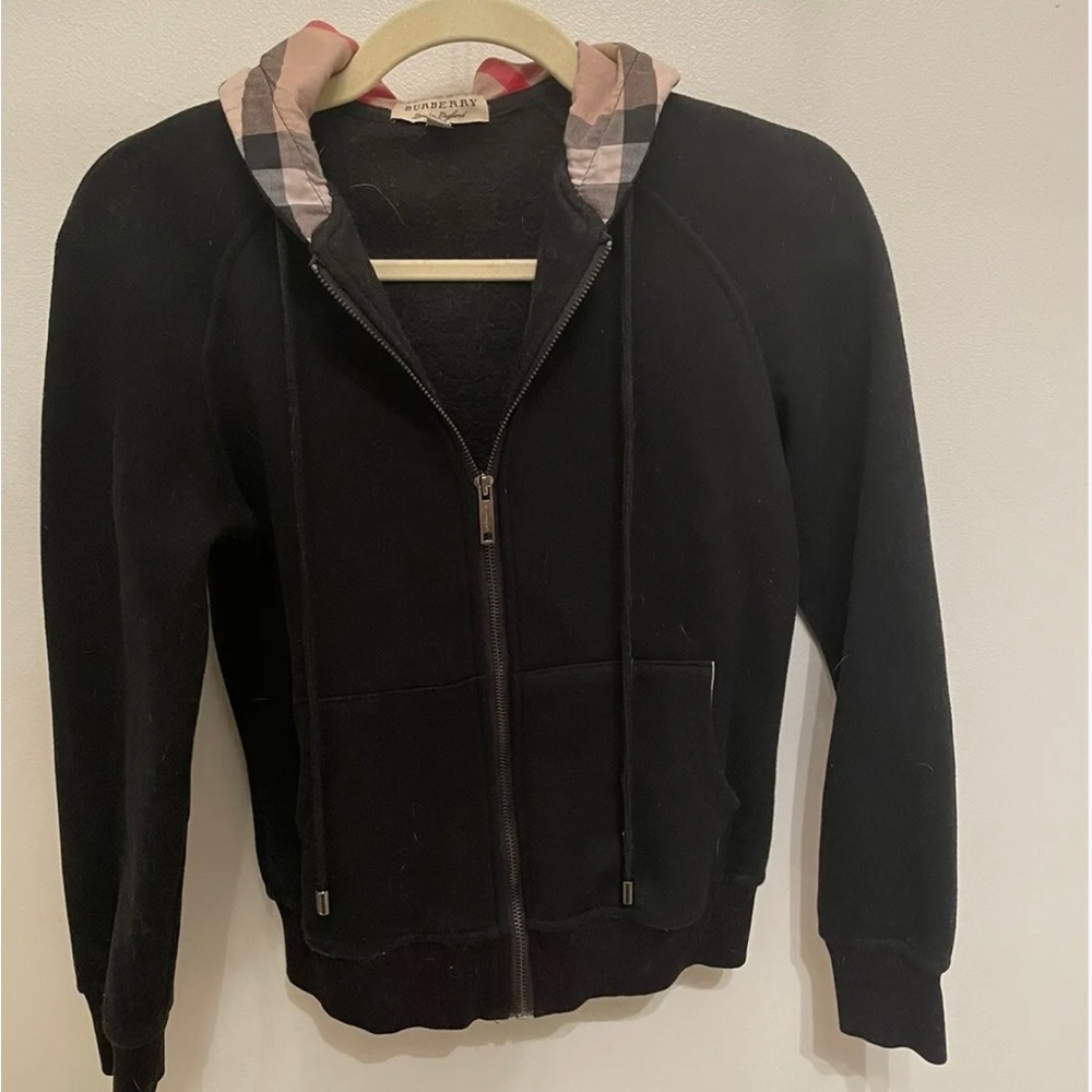 Womens Black Burberry Plaid Sweatshirt Pullover Size Medium